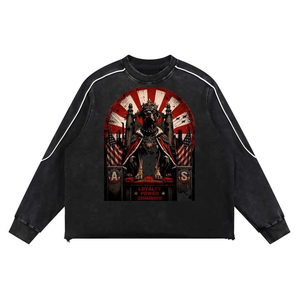 Mineral Wash Piping Raw Hem Sweatshirt