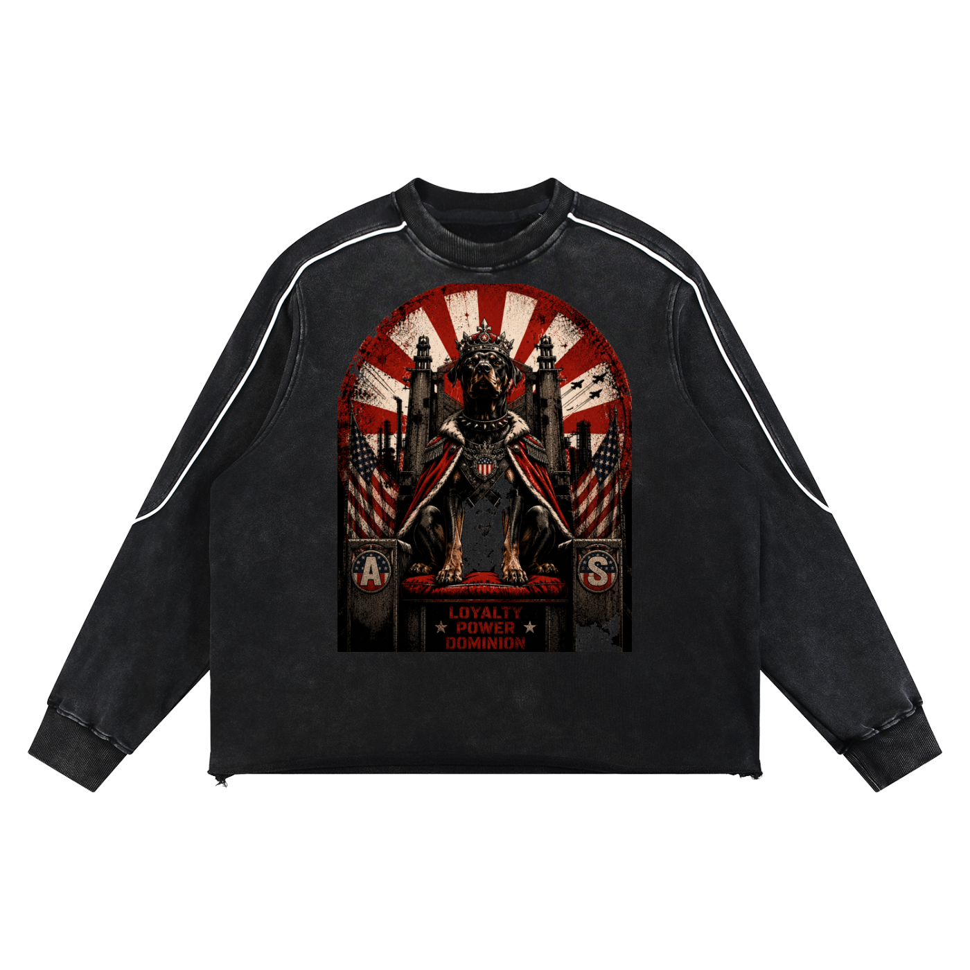 Mineral Wash Piping Raw Hem Sweatshirt