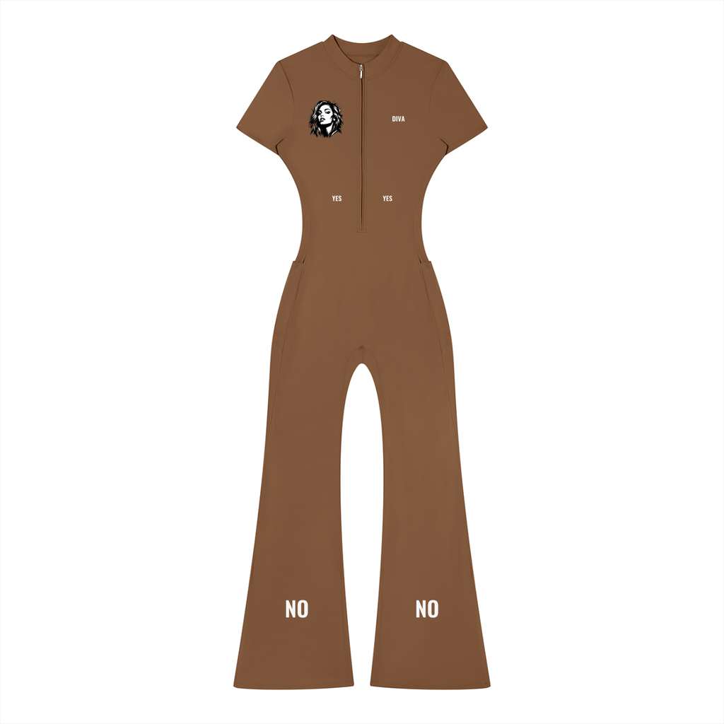 Women’s Tight Flared Leg Quarter-Zip Jumpsuit