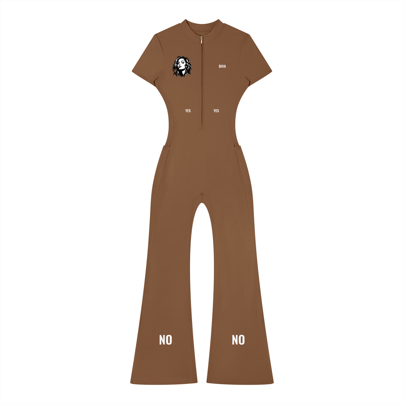 Women’s Tight Flared Leg Quarter-Zip Jumpsuit