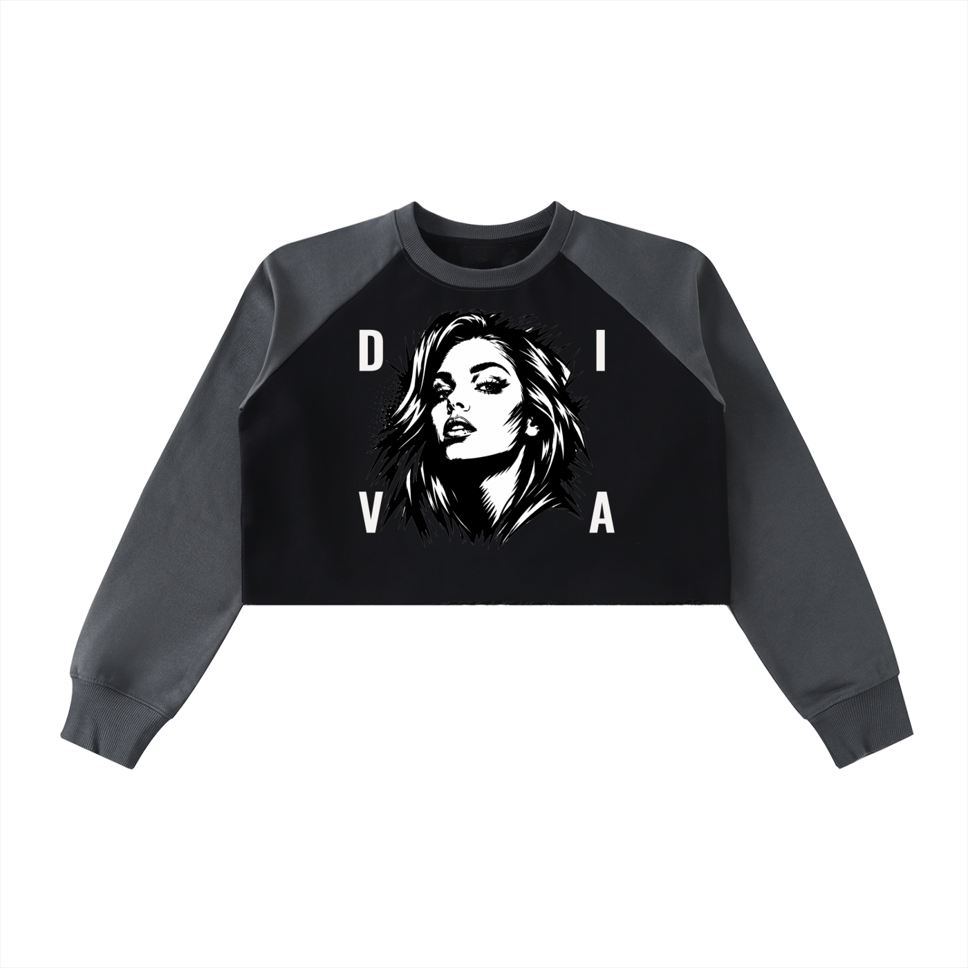 Raw-Hem Color-Block Raglan Crop Sweatshirt