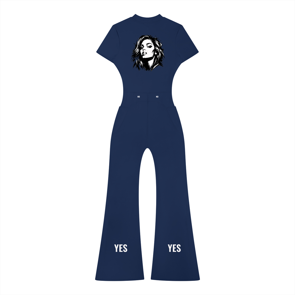Women’s Tight Flared Leg Quarter-Zip Jumpsuit