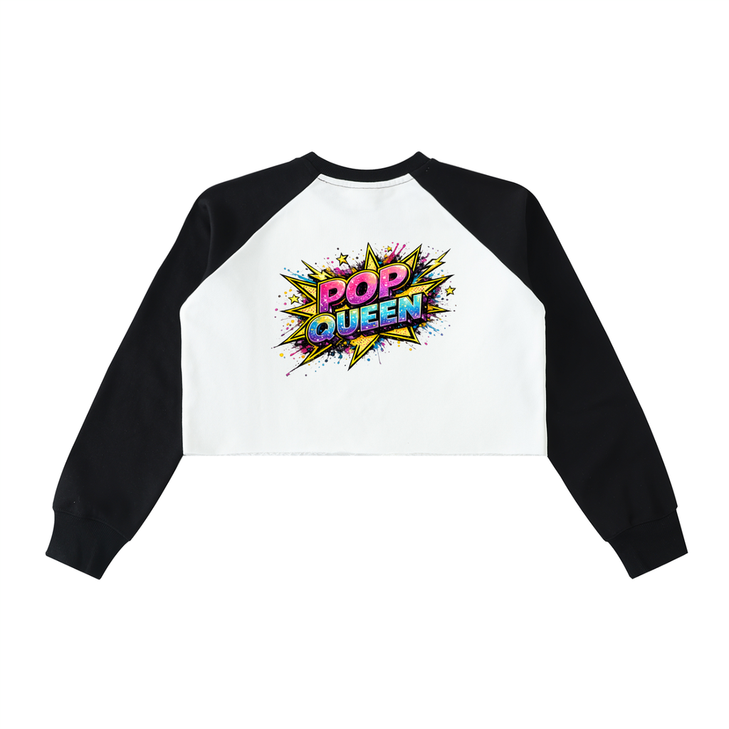 Raw-Hem Color-Block Raglan Crop Sweatshirt