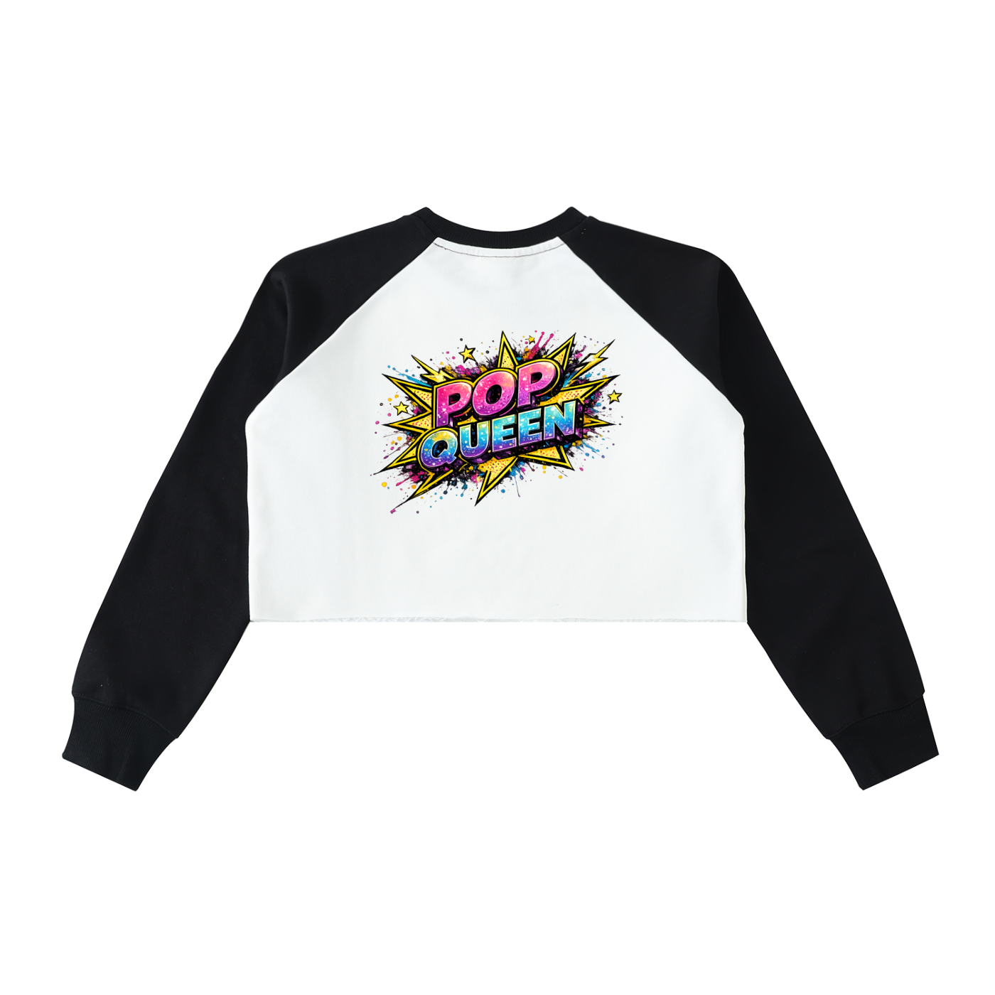 Raw-Hem Color-Block Raglan Crop Sweatshirt