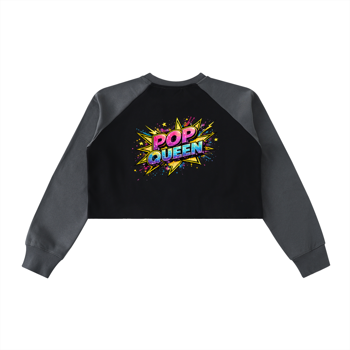 Raw-Hem Color-Block Raglan Crop Sweatshirt