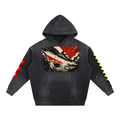 Vintage Washed Frayed Fleece Hoodie