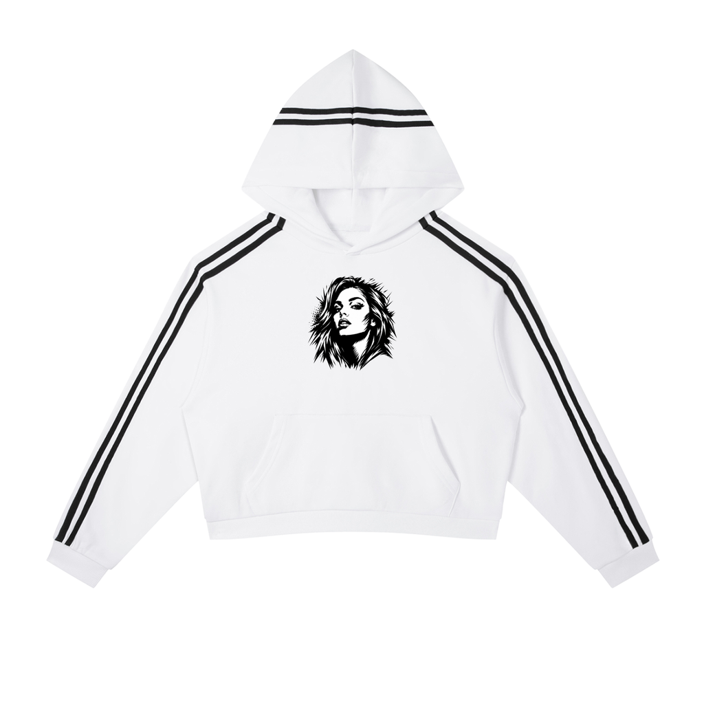 Contrast Side Stripe Cropped Hoodie
