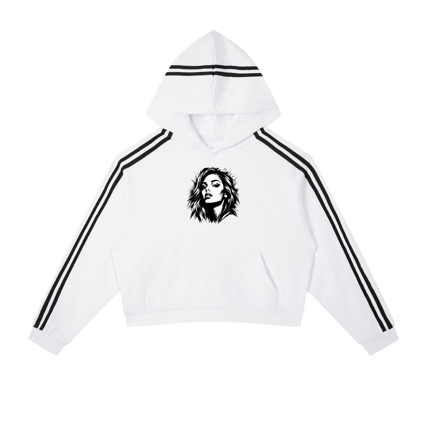 Contrast Side Stripe Cropped Hoodie