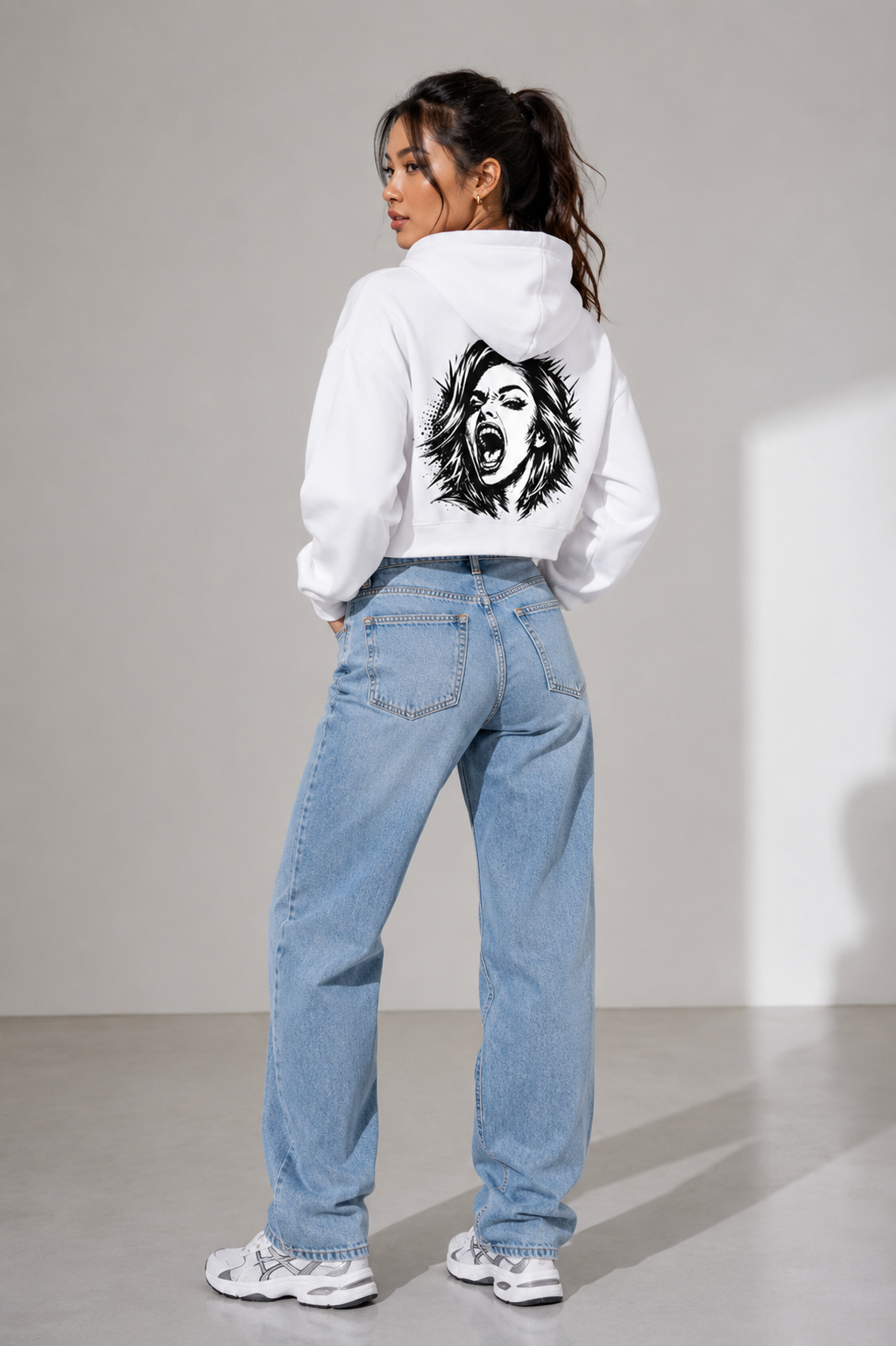 Contrast Side Stripe Cropped Hoodie