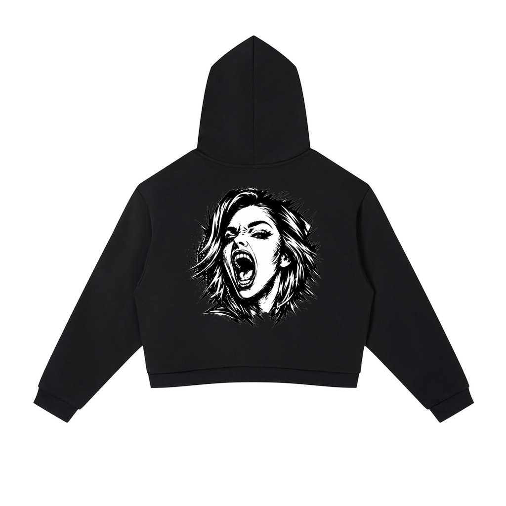 Contrast Side Stripe Cropped Hoodie