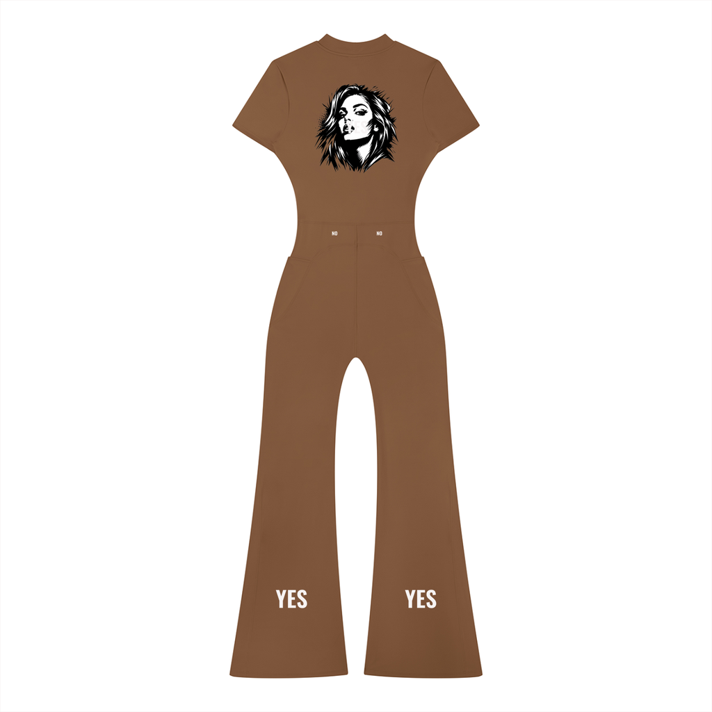 Women’s Tight Flared Leg Quarter-Zip Jumpsuit