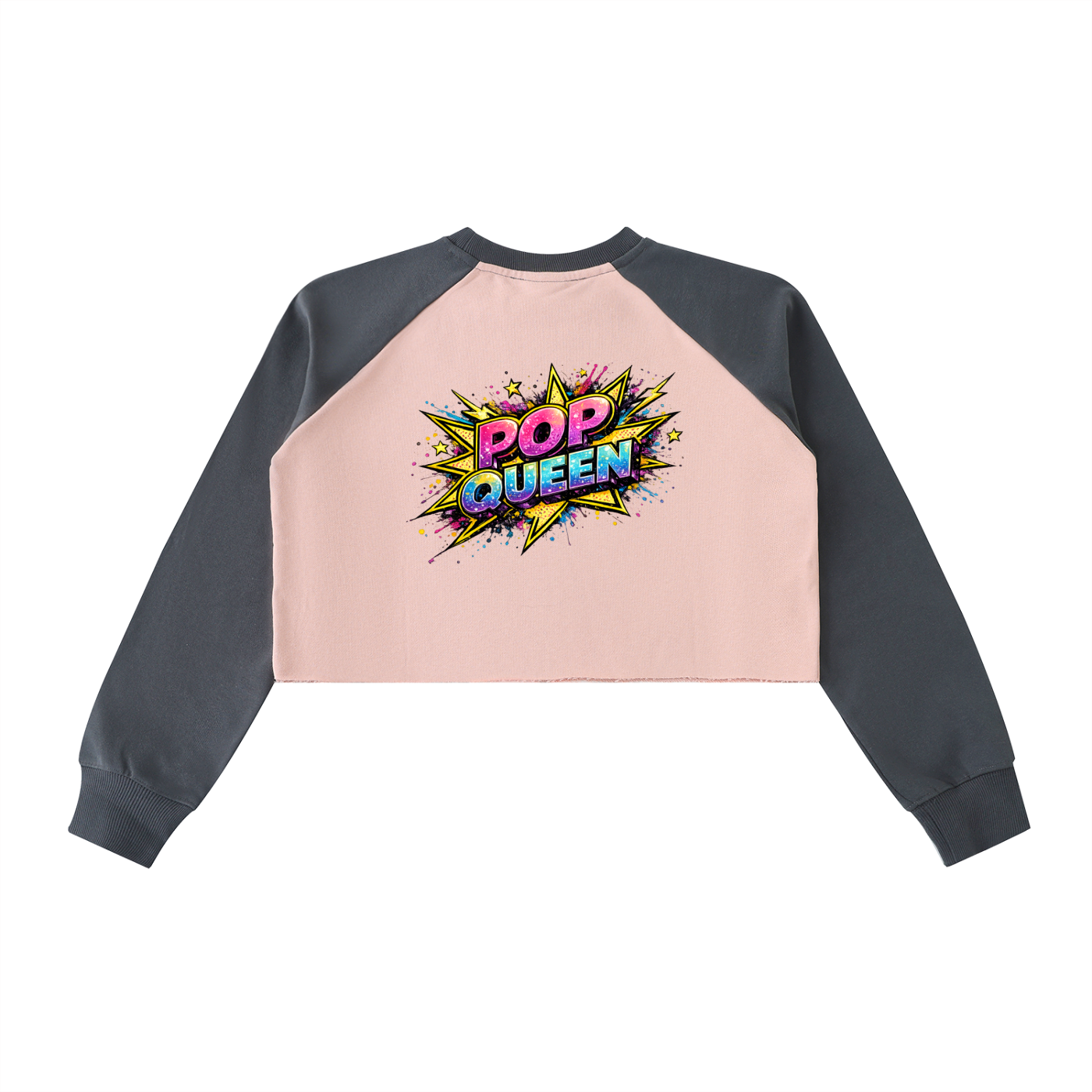 Raw-Hem Color-Block Raglan Crop Sweatshirt