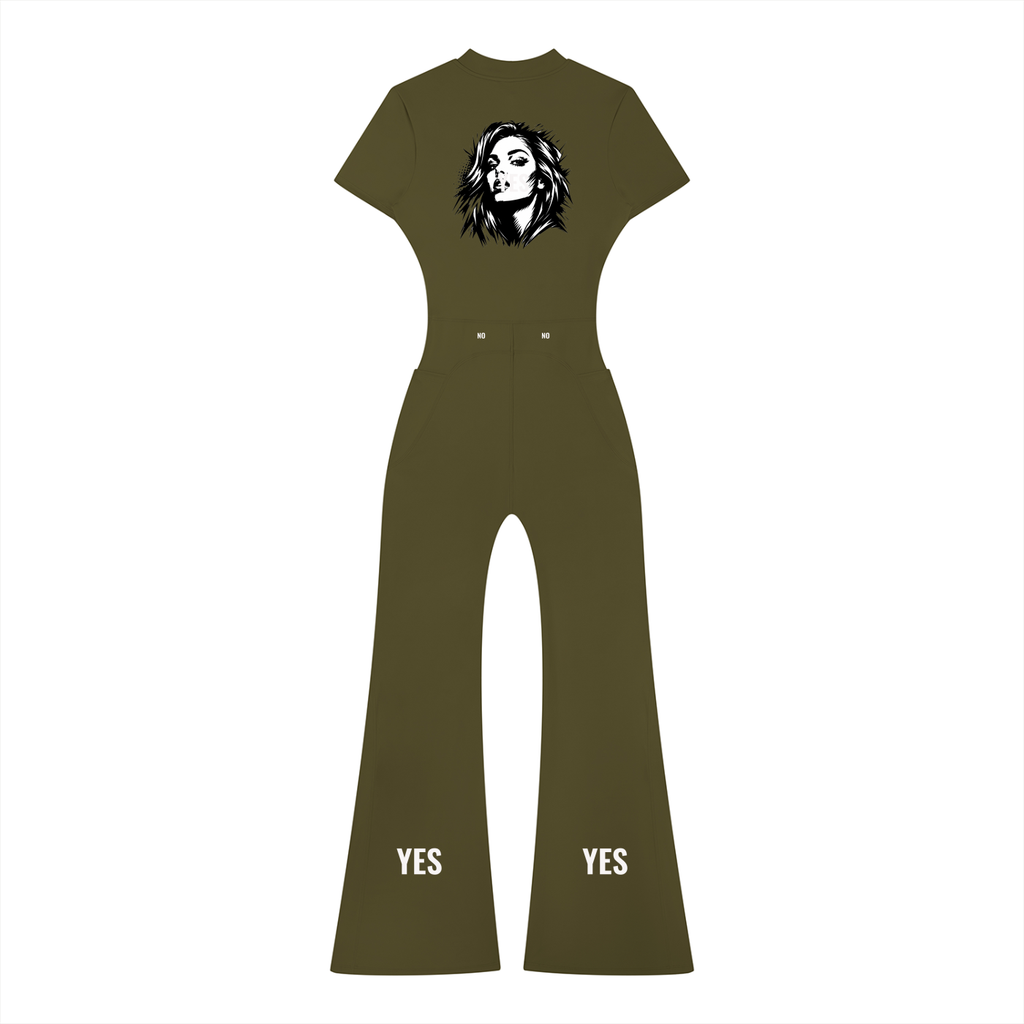 Women’s Tight Flared Leg Quarter-Zip Jumpsuit